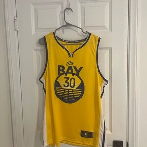 Curry ‘The Bay’ Fanatics Golden Yellow and Navy Basketball Jersey